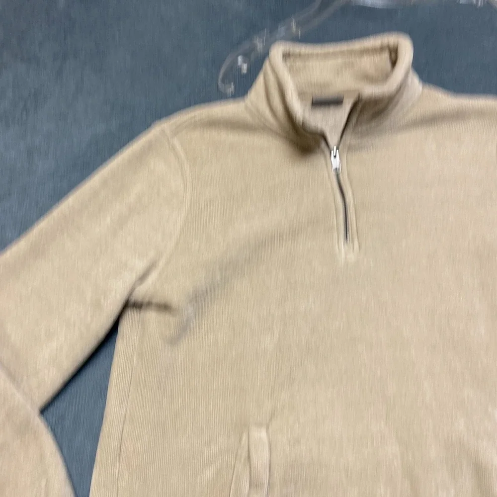 32 Degrees Heat Jacket Mens Medium Beige Sherpa Lined Side Slit Warm Quarter Zip